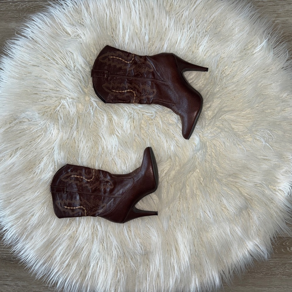 Ellie  Brown Leather Cowgirl Boots